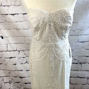 COPY - Lulu’s Simple, Strapless, Sheath, Sequin, Hand Beaded, Bridal, Wedding D…